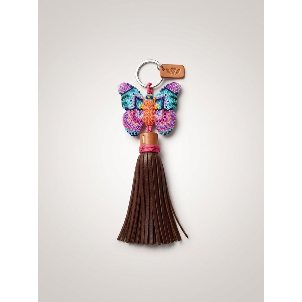 Consuela Rosa (Retired) Butterfly Charm OS Multicolor Beaded Leather Tassel